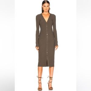 ENZA COSTA Rib Long Sleeve V Cardigan Midi Dress